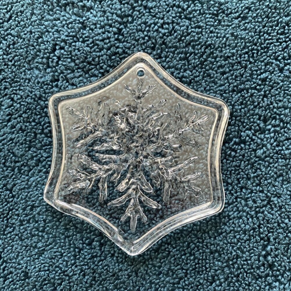 Fostoria Clear Glass Christmas Ornament- Snowflake